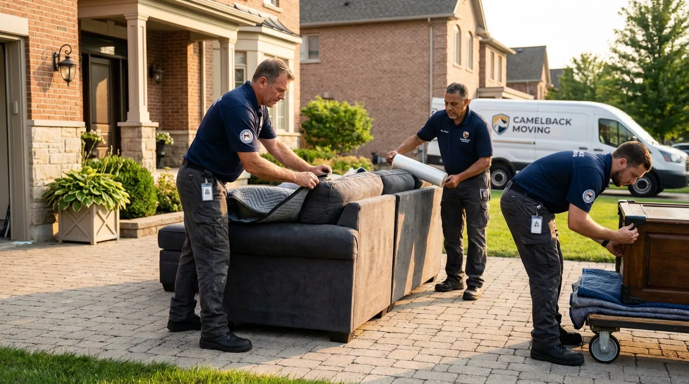 Large estate moving crew wrapping furniture in Big Pine, CA